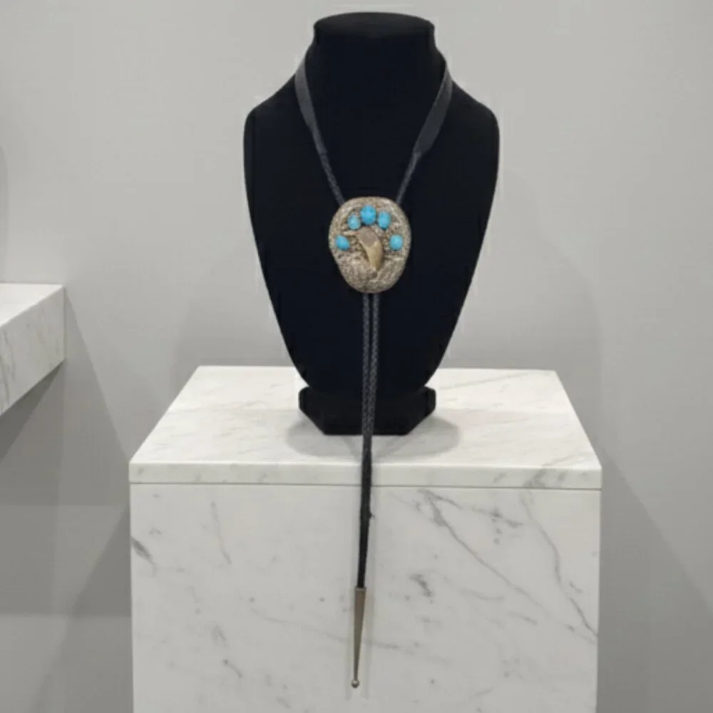 Vintage sterling silver and turquoise Native American bolo tie by Raymond Yazzie - Picture 8 of 8
